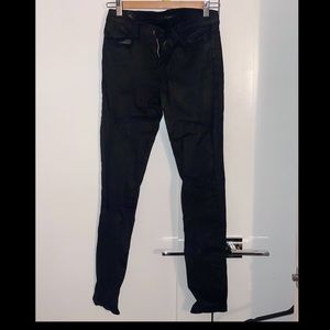 J BRAND SUPER SKINNY LAQUER BLACK DENIM JEANS SIZE 27